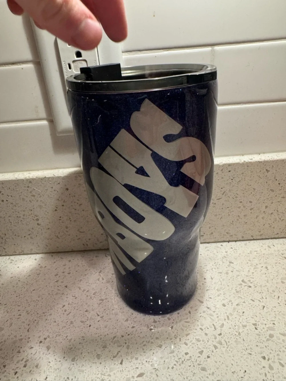 Dallas Cowboys Blue Glitter Large Tumbler  32oz
